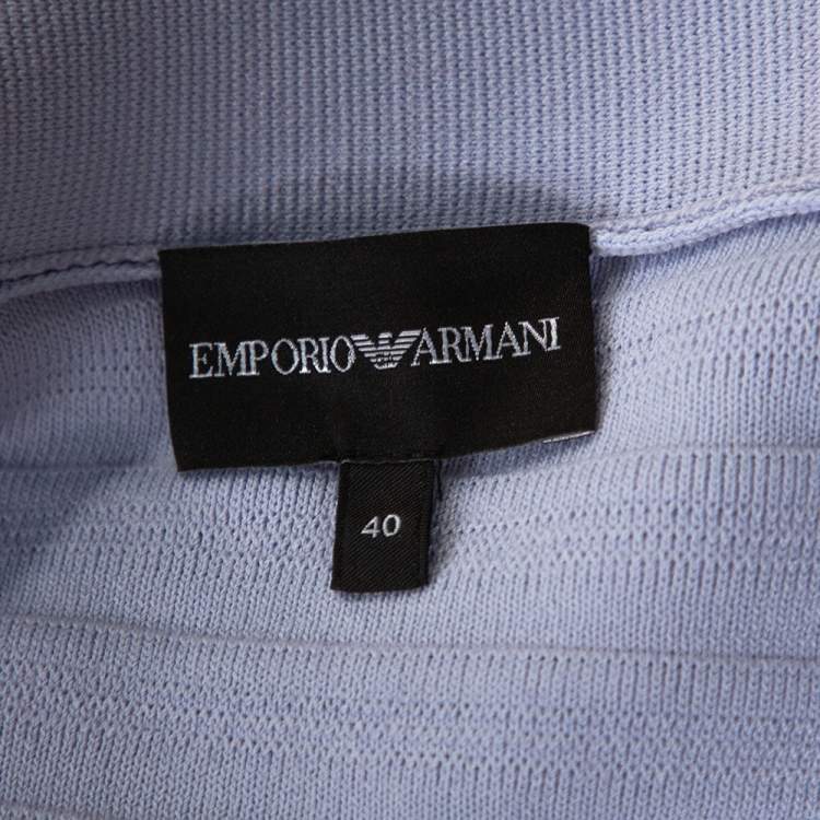 Pre Owned Emporio Armani Lilac Rib Knit Bow Detail Zip Front Cardigan S