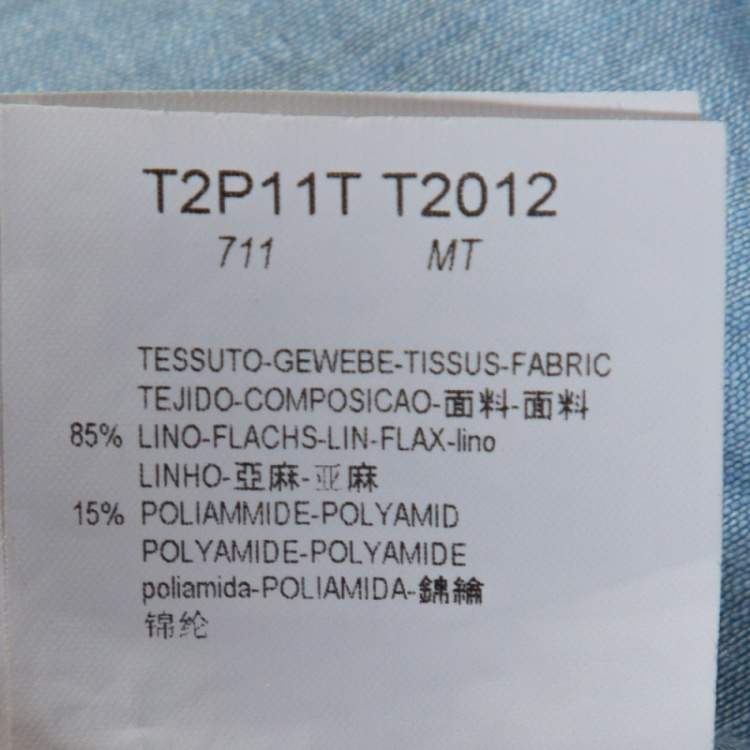 Pre Owned Emporio Armani Light Blue Linen High Waist Pants S