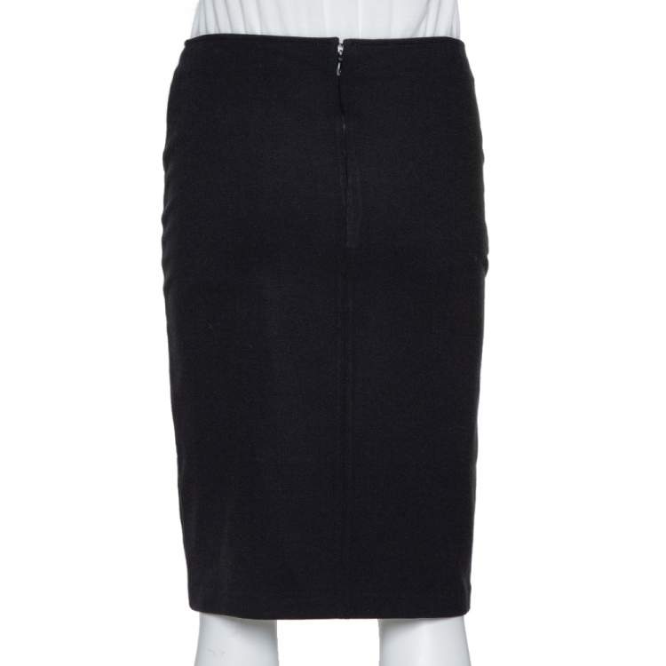 Pre Owned Emporio Armani Black Stretch Jersey Pencil Skirt S