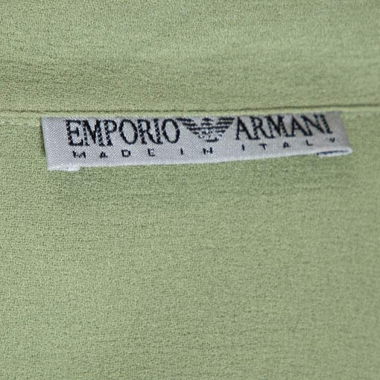 Pre Owned Emporio Armani Light Green Crepe Maxi Shirt Dress M