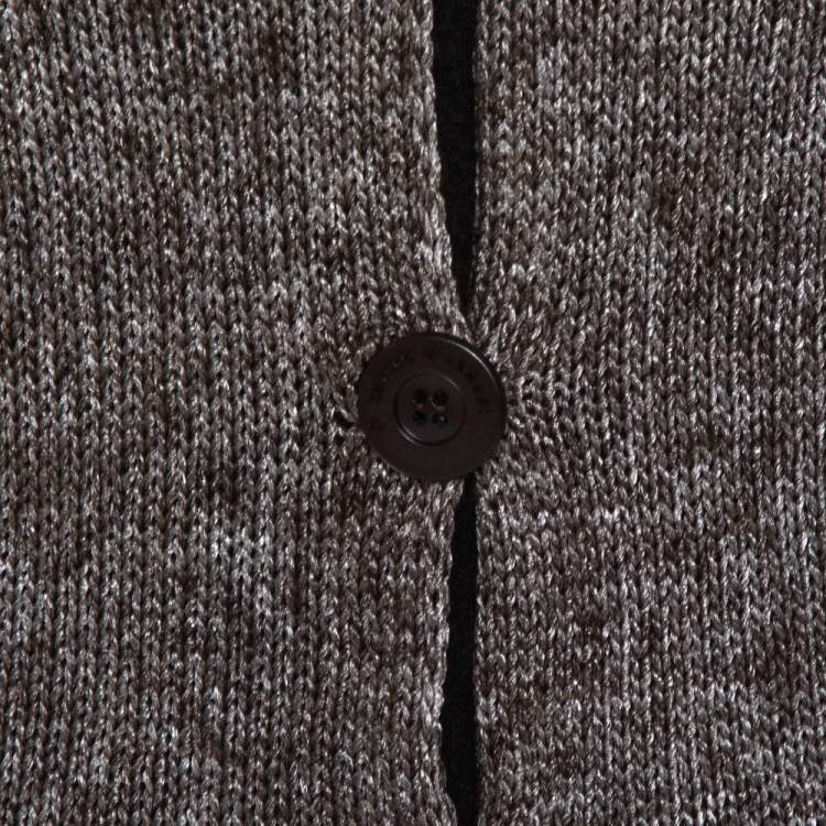 Pre Owned Emporio Armani Brown Mohair Blend Marl Knit Cardigan L