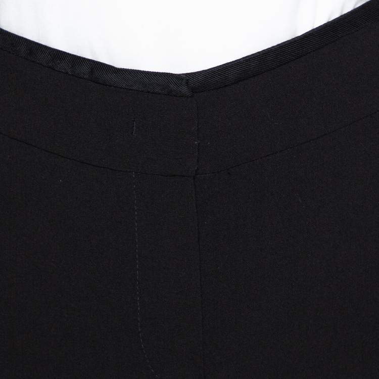 Pre Owned Emporio Armani Black Stretch Wool Elasticized Waist Trousers M