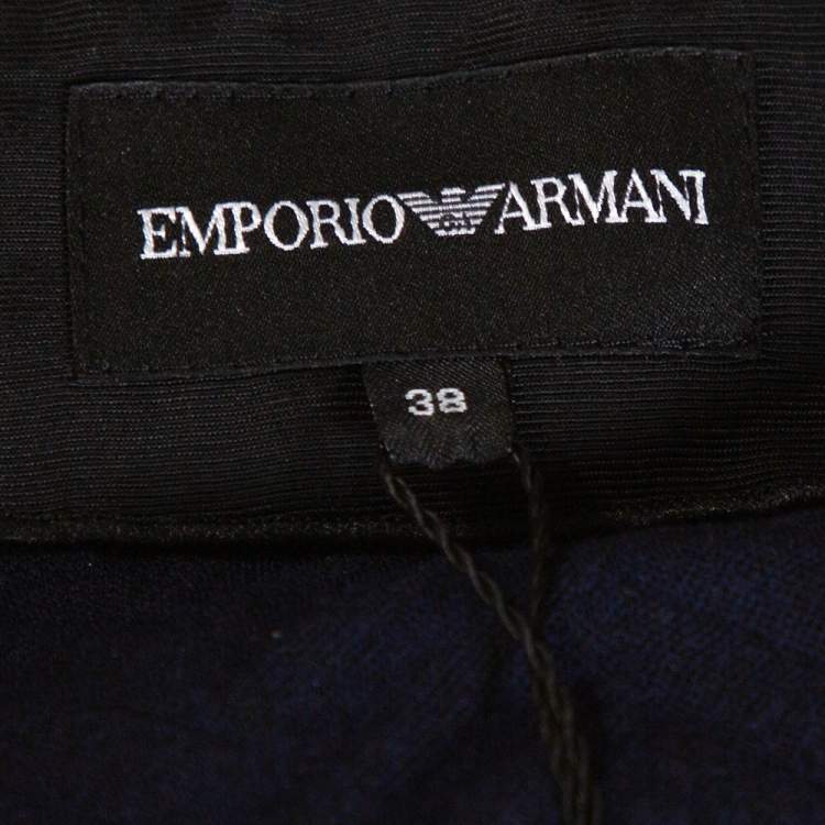 Pre Owned Emporio Armani Navy Blue Zig Zag Pattern Asymmetrical Jacket S