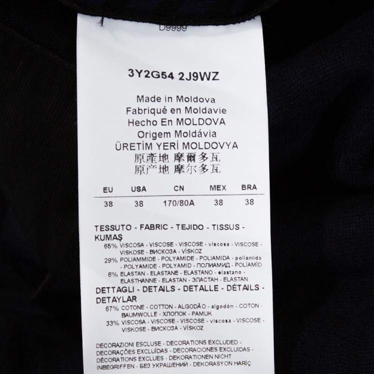 Pre Owned Emporio Armani Navy Blue Zig Zag Pattern Asymmetrical Jacket S