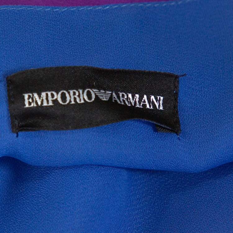 Pre Owned Emporio Armani Blue & Pink Gradient Print Silk Tunic L