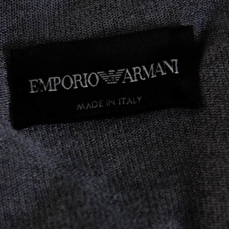 Pre Owned Emporio Armani Grey Cashmere Blend Floral Applique Long Sleeve Top S 