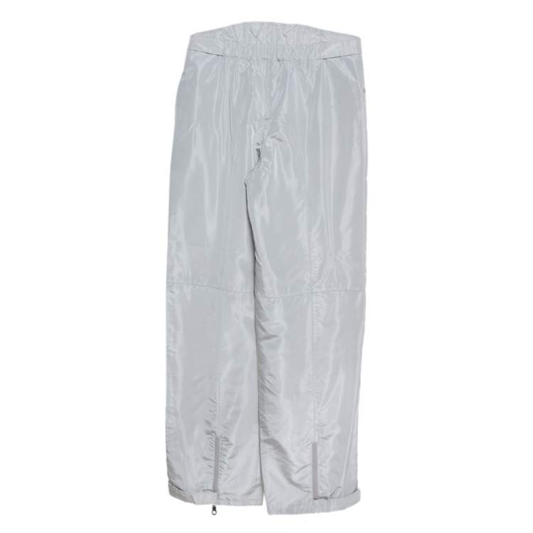Pre Owned Emporio Armani Grey Coated High Waist Pants M