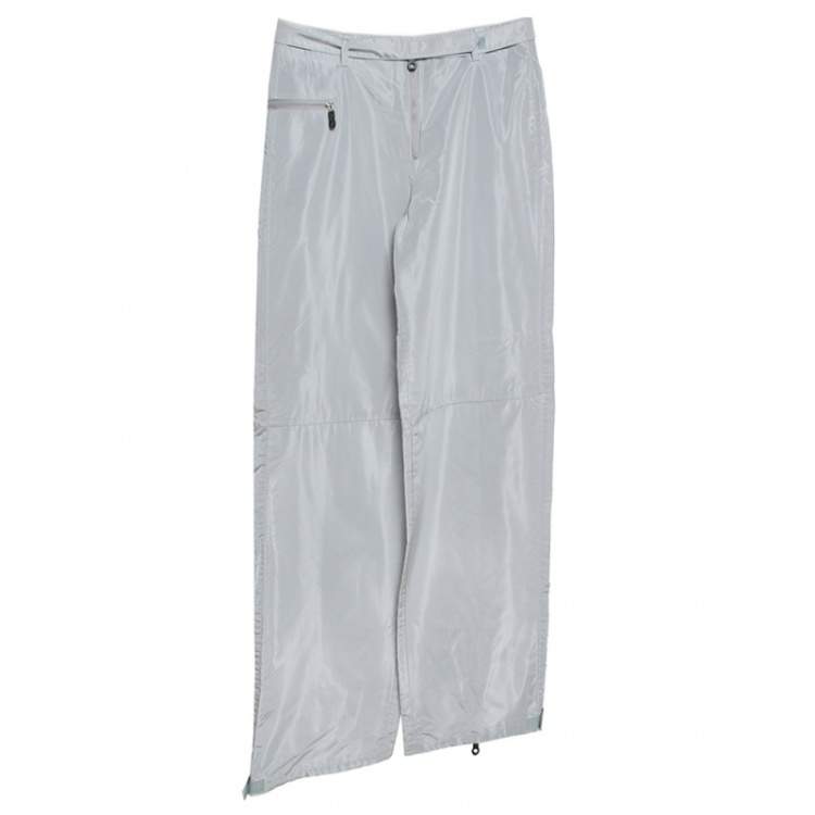 Pre Owned Emporio Armani Grey Coated High Waist Pants M