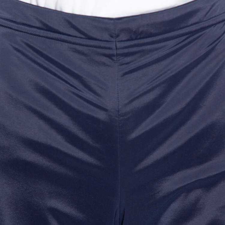 Pre Owned Emporio Armani Navy Blue Padded Wide Leg Pants M