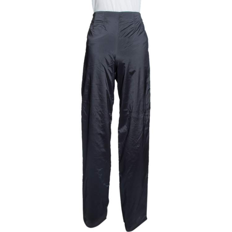 Pre Owned Emporio Armani Black Padded Wide Leg Pants M