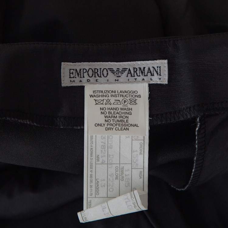 Pre Owned Emporio Armani Black Padded Wide Leg Pants M