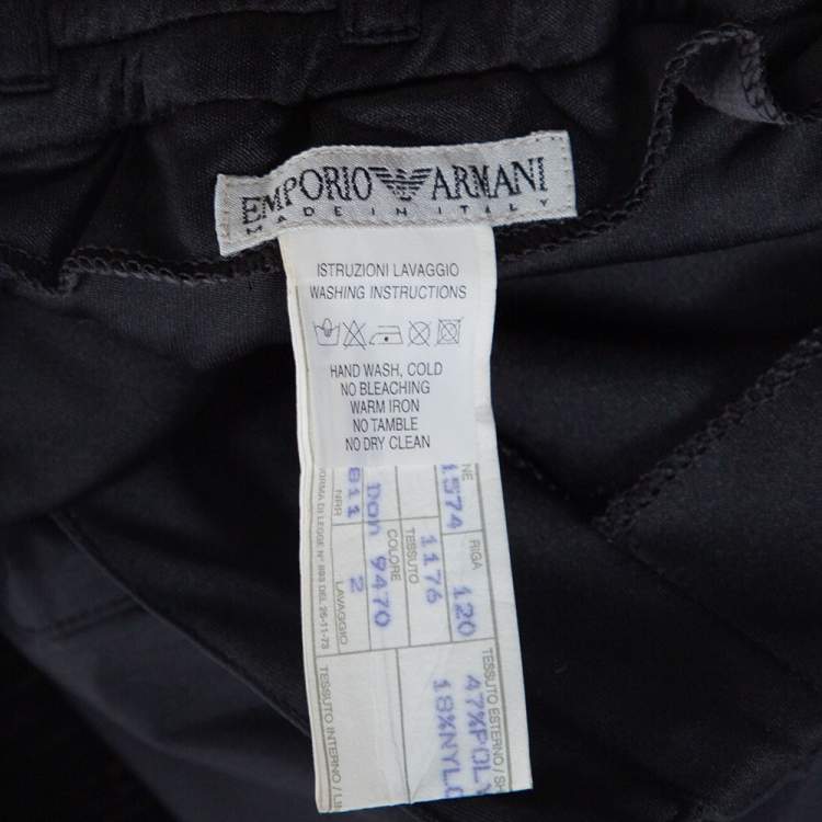 Pre Owned Emporio Armani Black Padded High Waist Technical Pants M