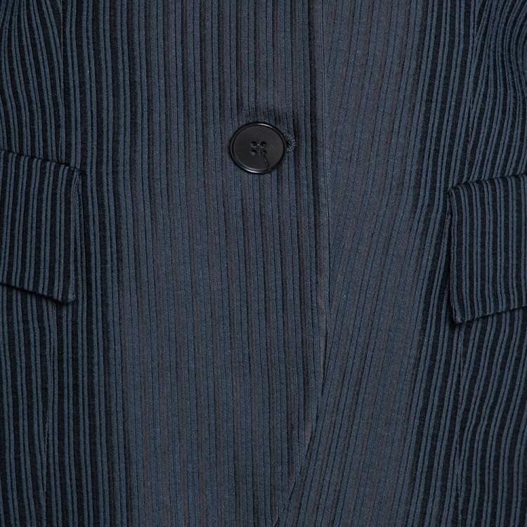 Pre Owned Emporio Armani Two Tone Striped Jacquard Fitted Blazer S