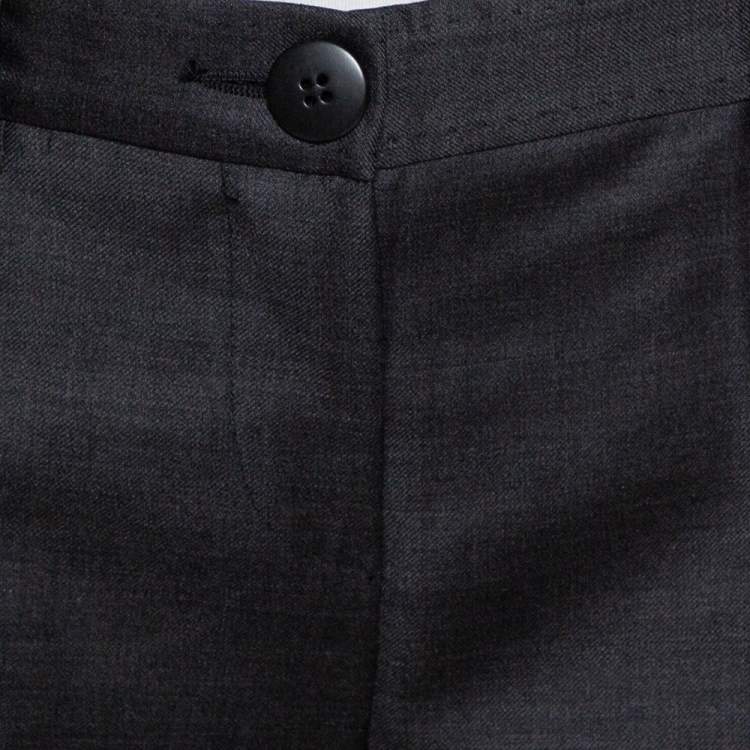 Pre Owned Emporio Armani Charcoal Grey Wool Tailored Wide Fit Trousers S