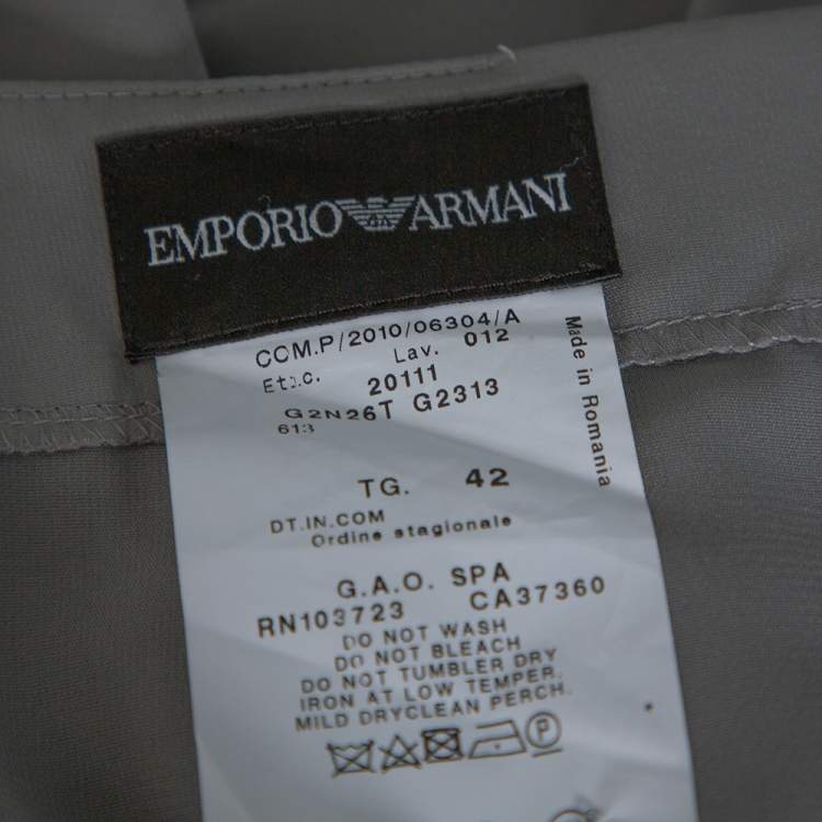 Pre Owned Emporio Armani Grey Stretch Crepe Pencil Skirt M