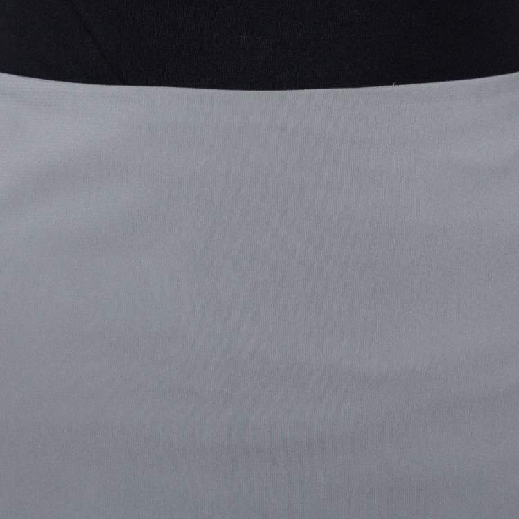 Pre Owned Emporio Armani Grey Stretch Crepe Pencil Skirt M