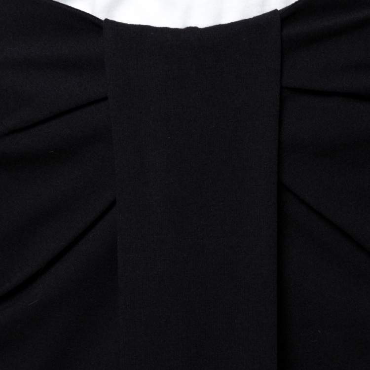 Pre Owned Emporio Armani Black Jersey Pleat Front Pencil Skirt S