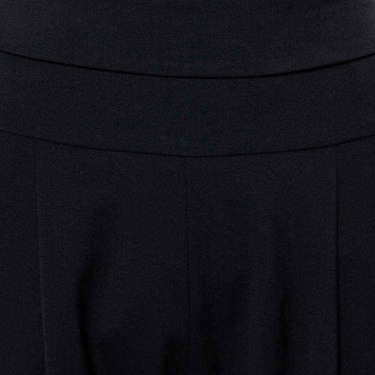 Pre Owned Emporio Armani Black Wool High Waist Tapered Trousers S