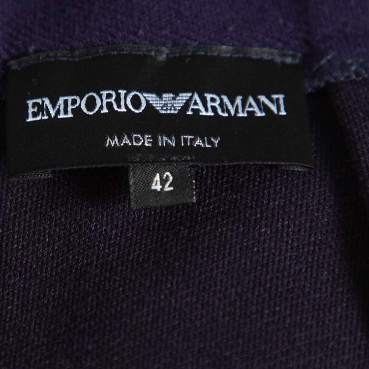 Pre Owned Emporio Armani Navy Blue Knit Pencil Skirt M