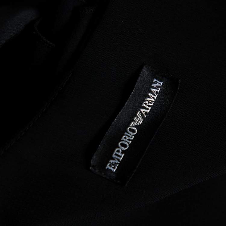 Pre Owned Emporio Armani Black Sateen Flutter Sleeve Maxi Dress M