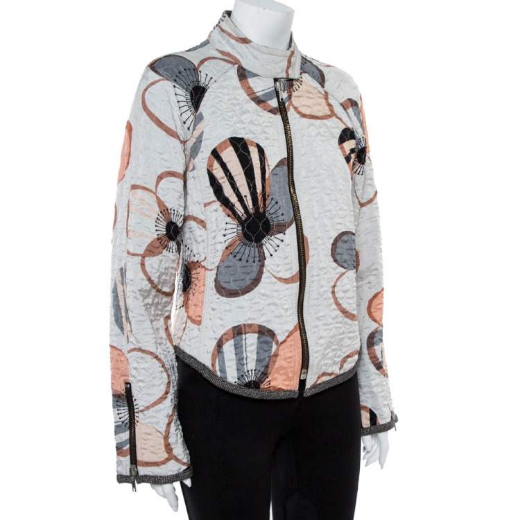 Pre Owned Emporio Armani Multicolor Floral Print Quilted Jacket L