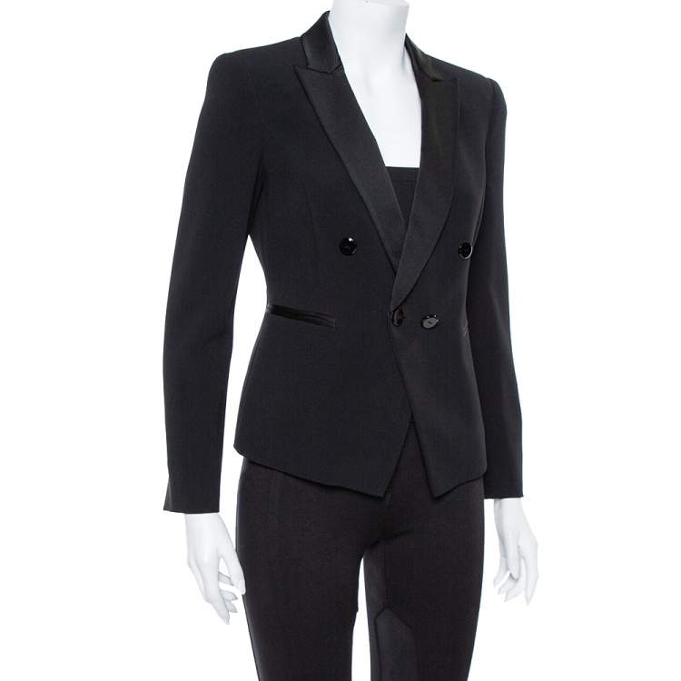 مملوكة مسبقًا Emporio Armani Black Crepe Double Breasted Jacket S