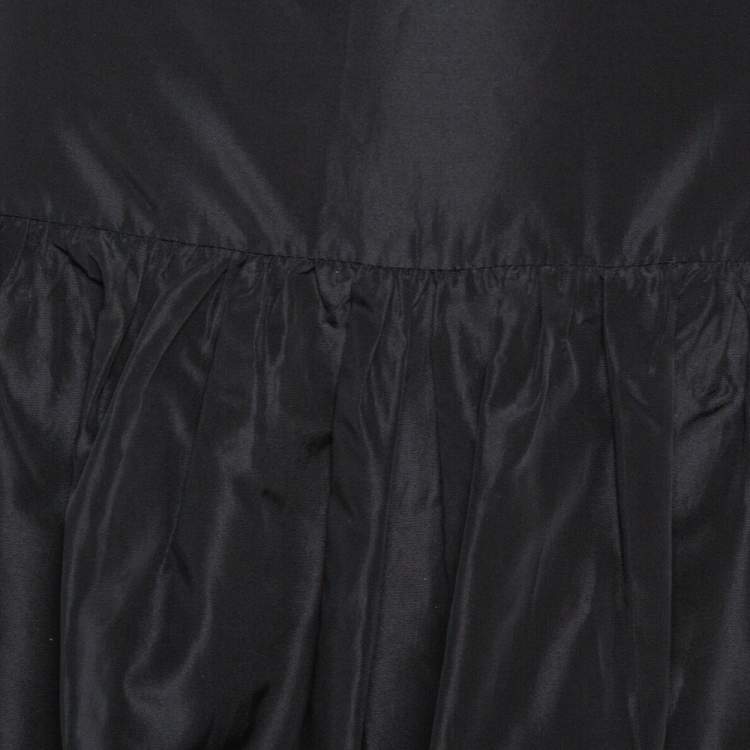 Pre Owned Emporio Armani Black Taffeta Gathered Short Skirt L