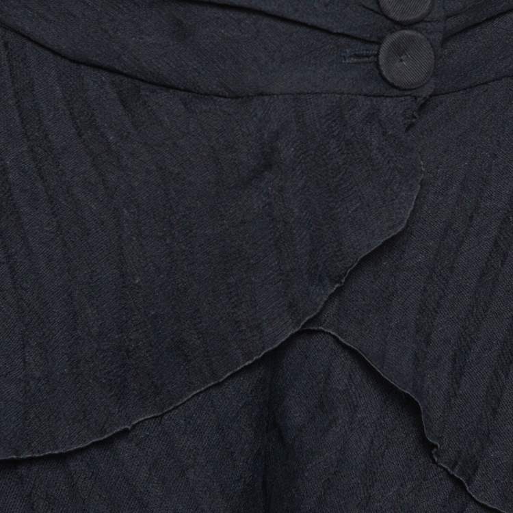 Pre Owned Emporio Armani Black Plisse Layered Pants S