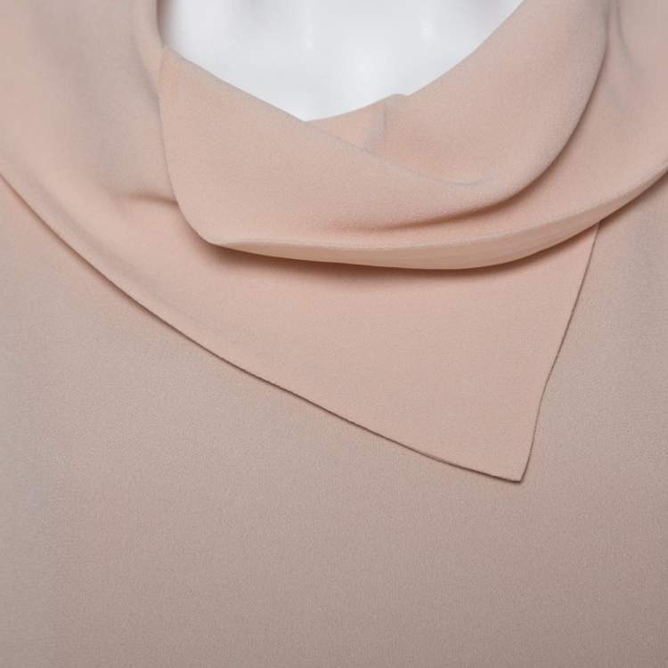 Pre Owned Emporio Armani Peach Crepe Collar Detail Shift Dress L