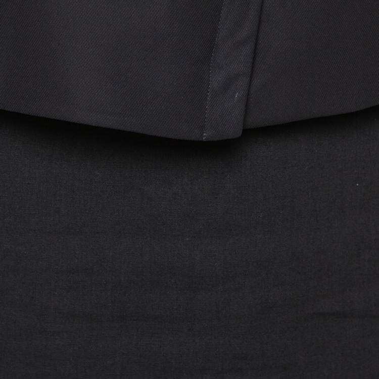 Pre Owned Emporio Armani Black Stretch Linen Skirt Suit Set S
