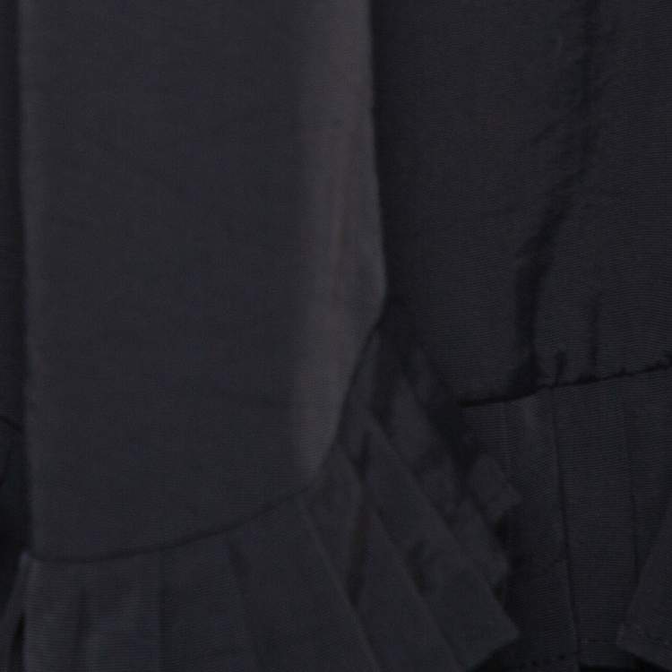 Pre Owned Emporio Armani Black Faille Ruffled Midi Skirt S