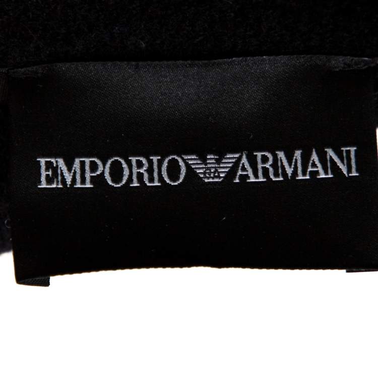 Pre Owned Emporio Armani Black Wool Button Front Knee Length Coat M