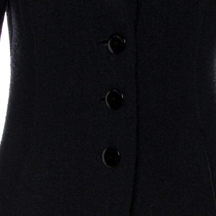 Pre Owned Emporio Armani Black Wool Button Front Knee Length Coat M