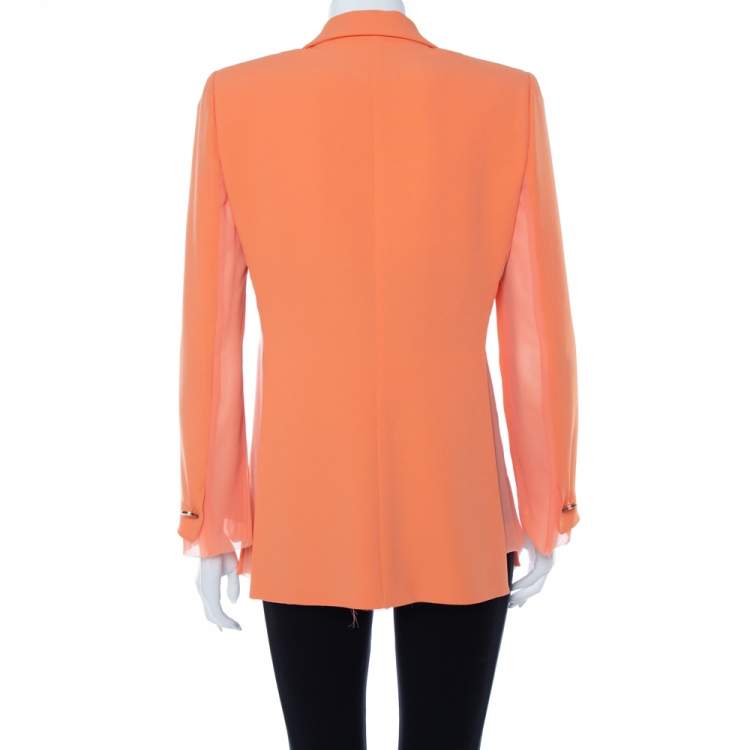 مملوكة مسبقًا Emporio Armani Orange Crepe Sheer Paneled Detail Blazer M