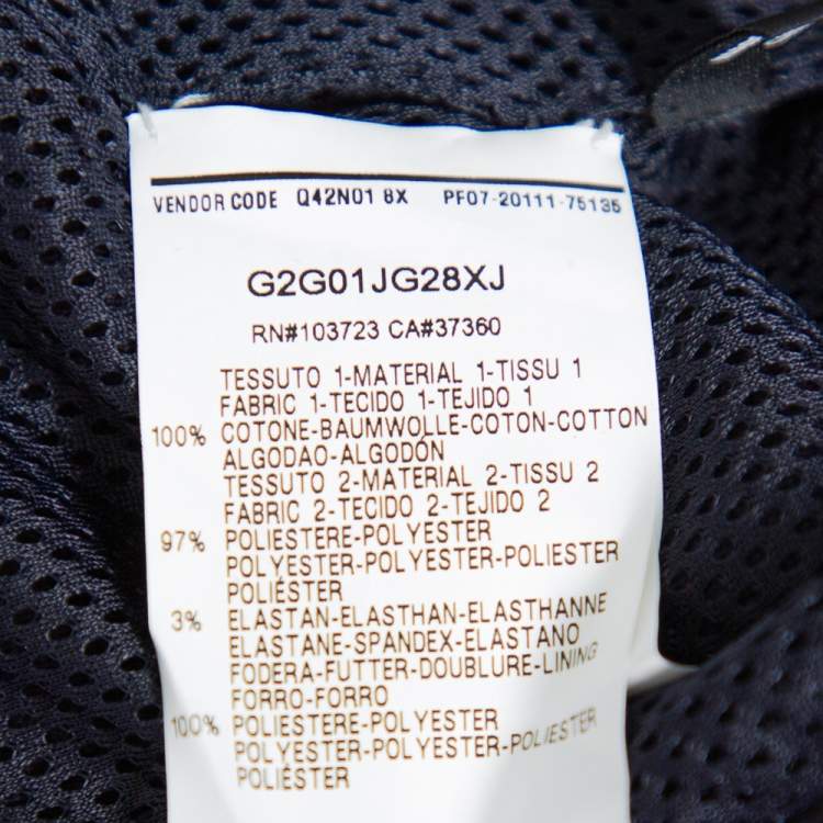 Pre Owned Emporio Armani Navy Blue Cotton Knit Trim Detail Collared Jacket M
