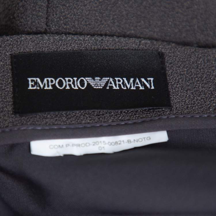 Pre Owned Emporio Armani Dark Grey Crepe Paneled Pencil Skirt M