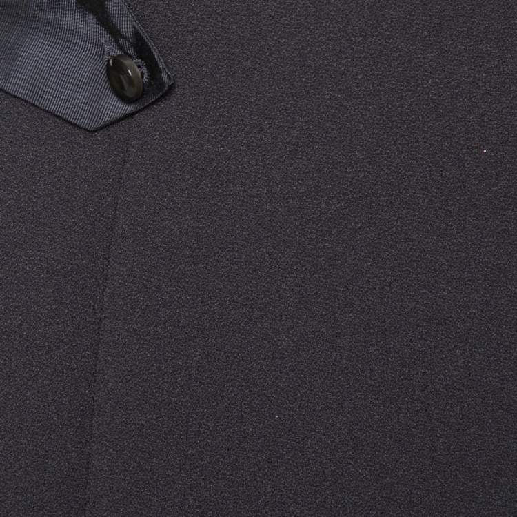 Pre Owned Emporio Armani Dark Grey Crepe Paneled Pencil Skirt M