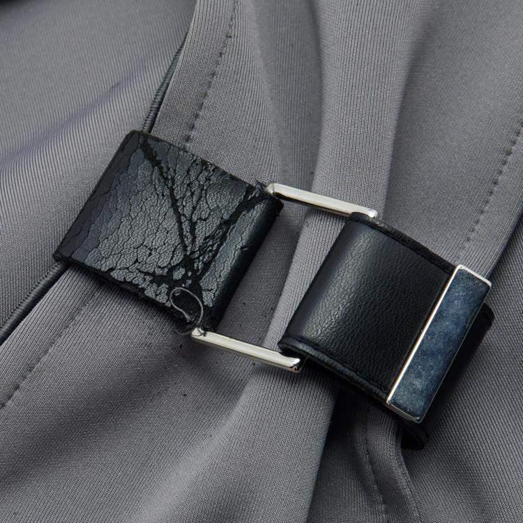 Pre Owned Emporio Armani Anthracite Neoprene Bow Detail Jacket L