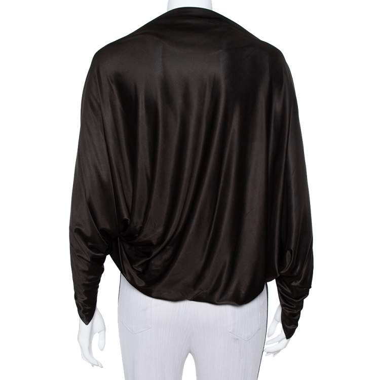 مملوكة مسبقًا Emporio Armani Black Jersey Button Detail Oversized Top S
