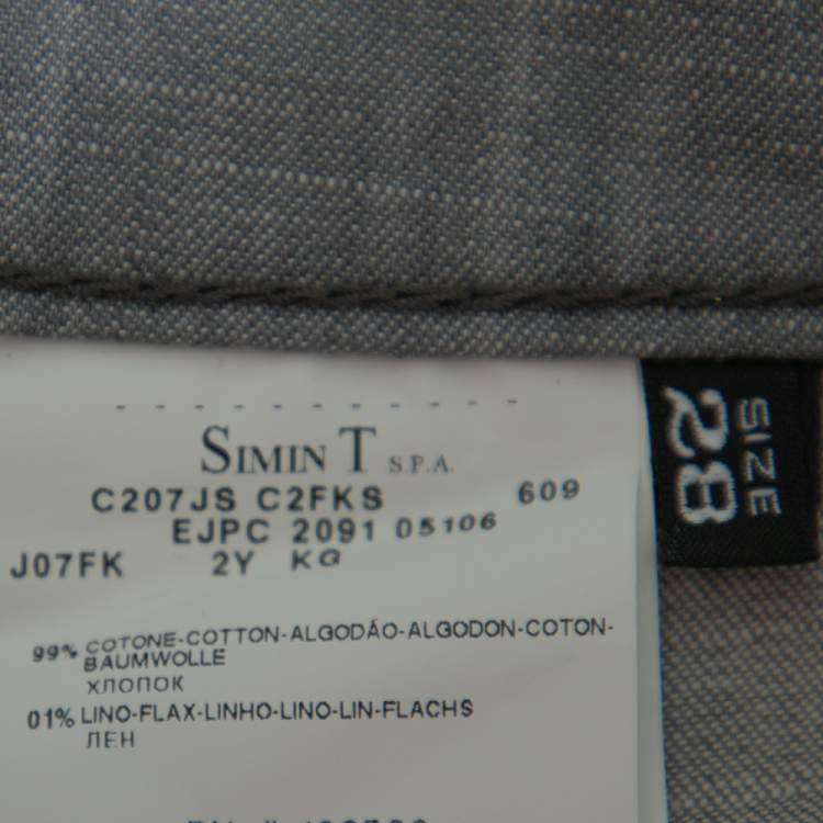 Pre Owned Emporio Armani Grey Cotton 5 Pocket Detail Tapered Leg Trousers L
