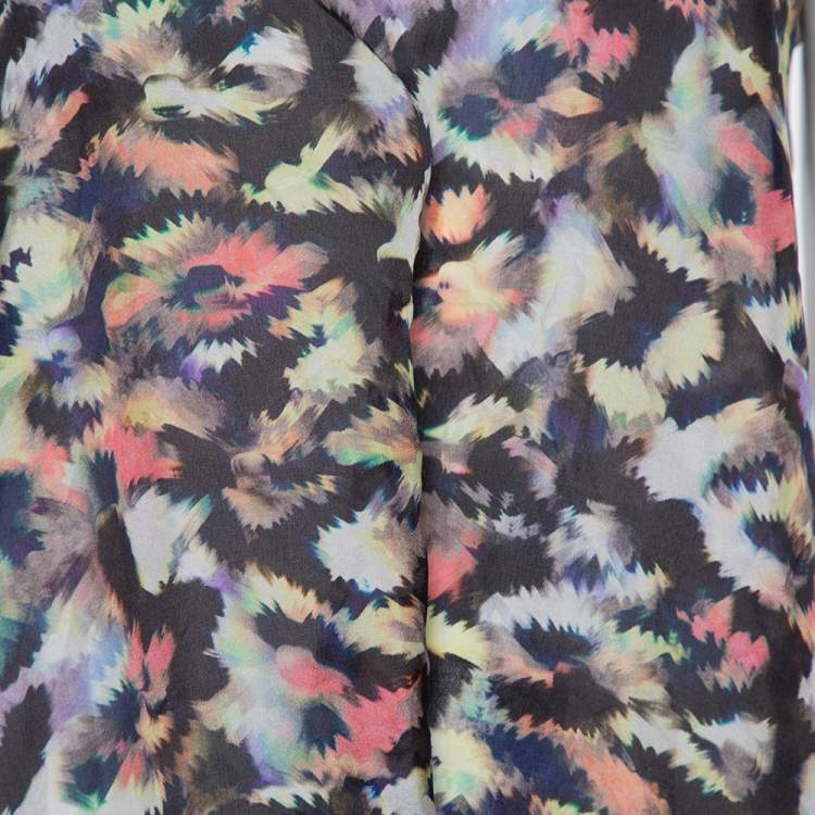 Pre Owned Emporio Armani Multicolor Printed Silk One Shoulder Shift Dress L