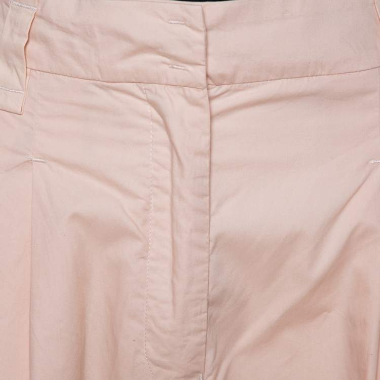 Pre Owned Emporio Armani Pale Pink Cotton Wide Leg Trousers L