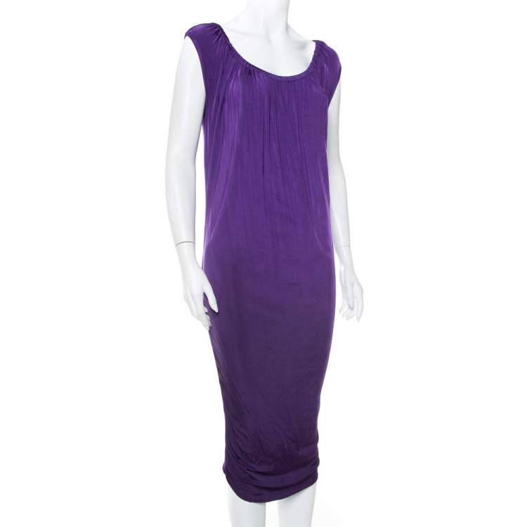 Pre Owned Emporio Armani Purple Knit Sleeveless Shift Dress M