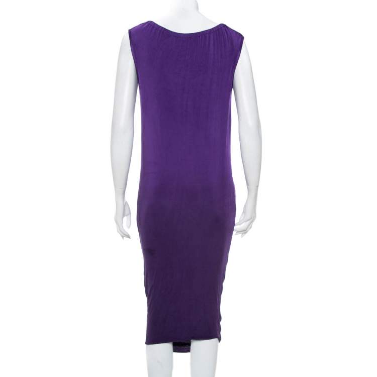 Pre Owned Emporio Armani Purple Knit Sleeveless Shift Dress M