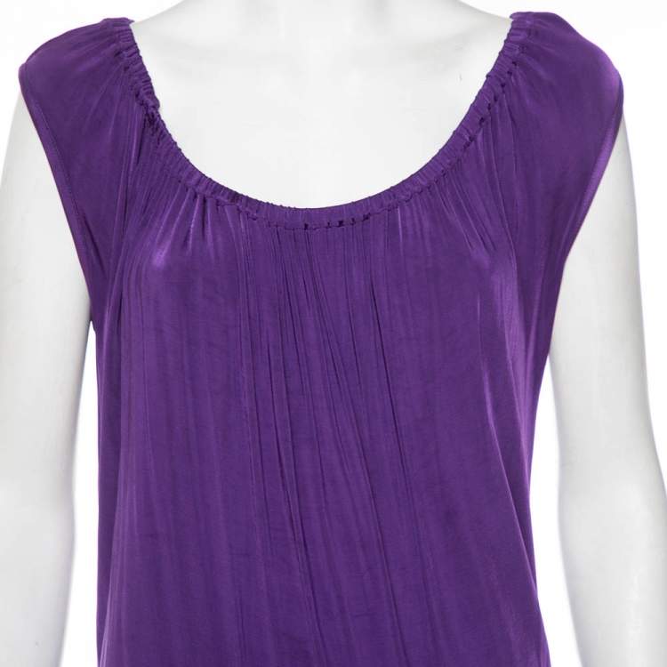 Pre Owned Emporio Armani Purple Knit Sleeveless Shift Dress M
