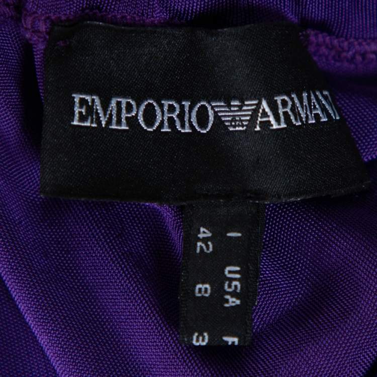 Pre Owned Emporio Armani Purple Knit Sleeveless Shift Dress M