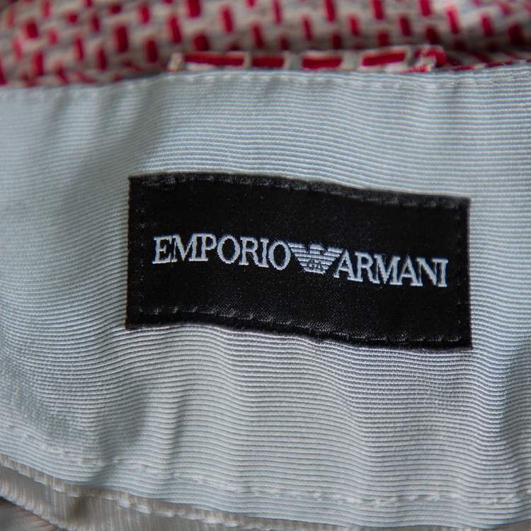 Pre Owned Emporio Armani Pink & Grey Printed Silk Palazzo Pants M