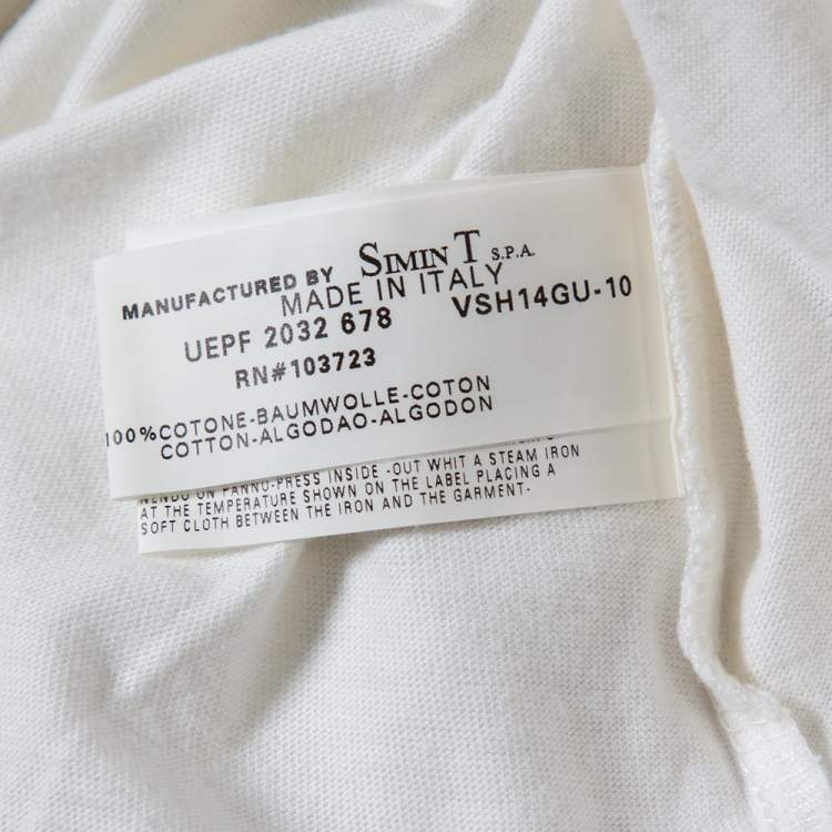 Pre Owned Emporio Armani White Cotton Logo Printed Crewneck T-Shirt L 