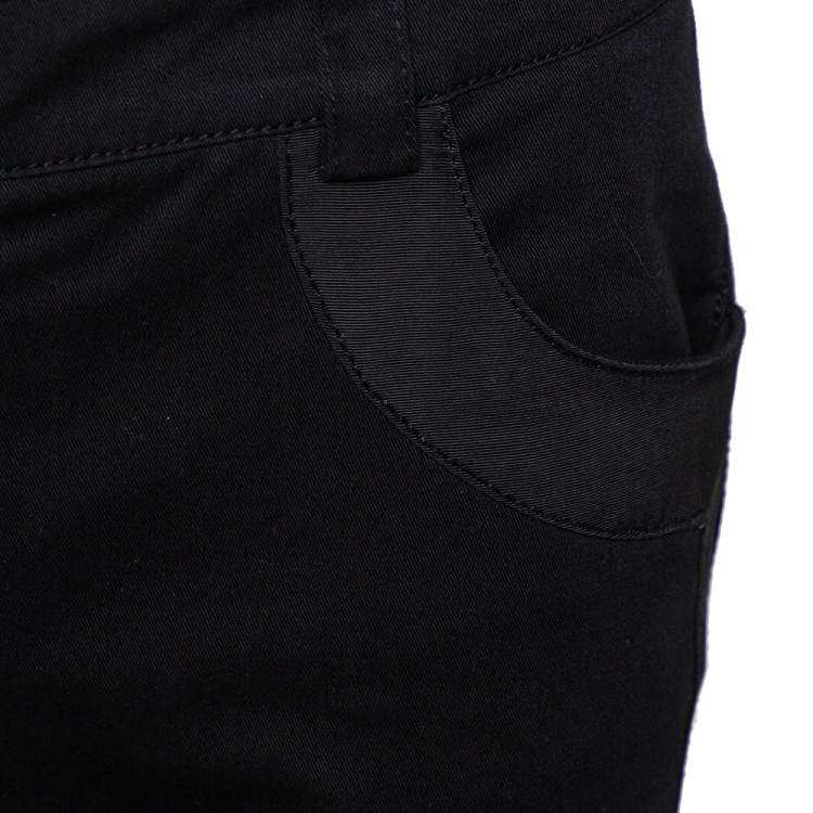 Pre Owned Emporio Armani Black Side Trim & Button Detail Trousers M