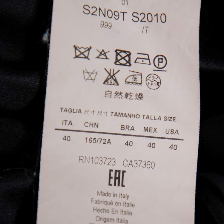 Pre Owned Emporio Armani Black Satin Pleated Midi Skirt S